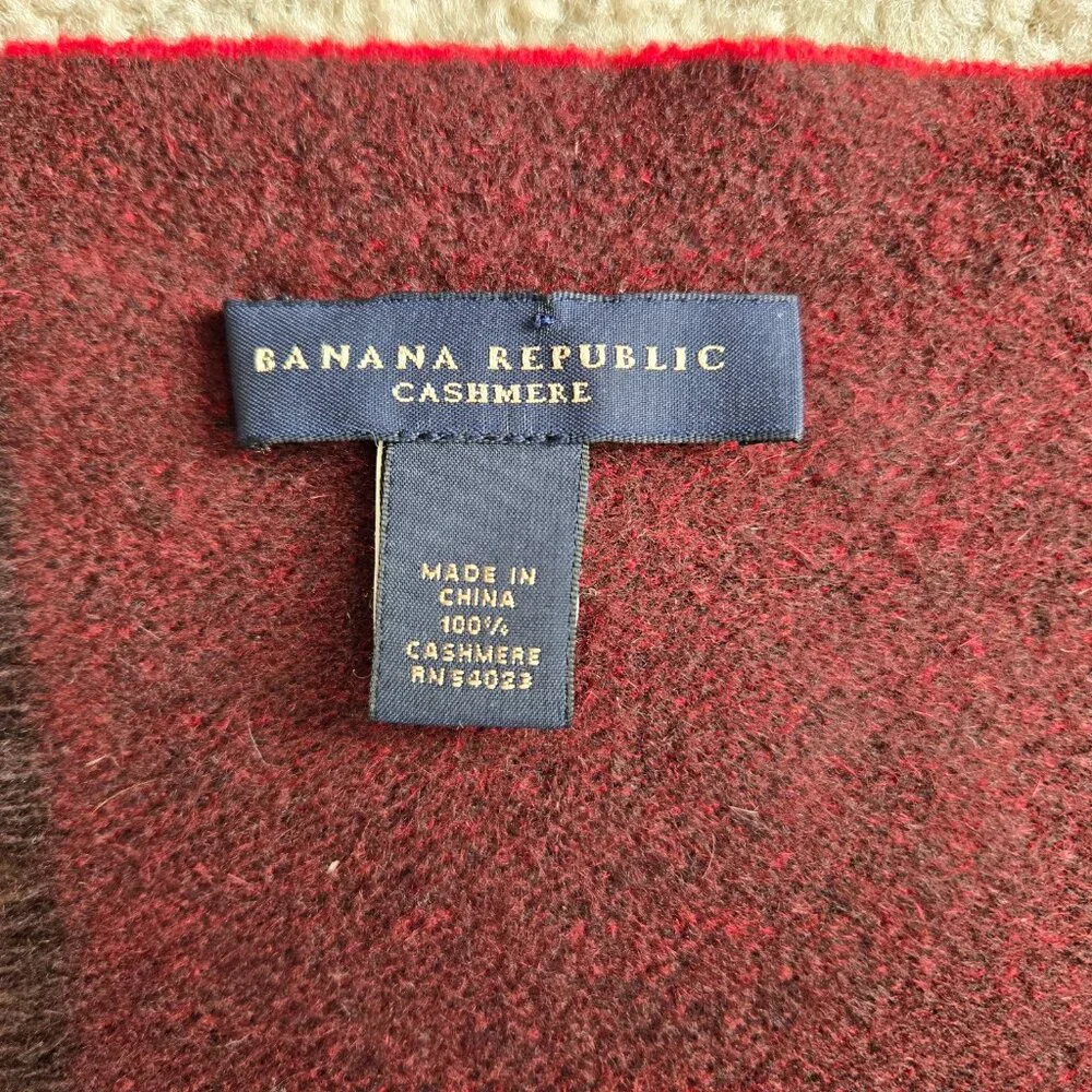 Banana Republic Double Face Cashmere Scarf Brick Burgundy Red